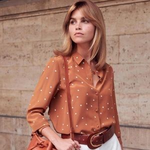Sezane Pierro blouse S polka dots silk